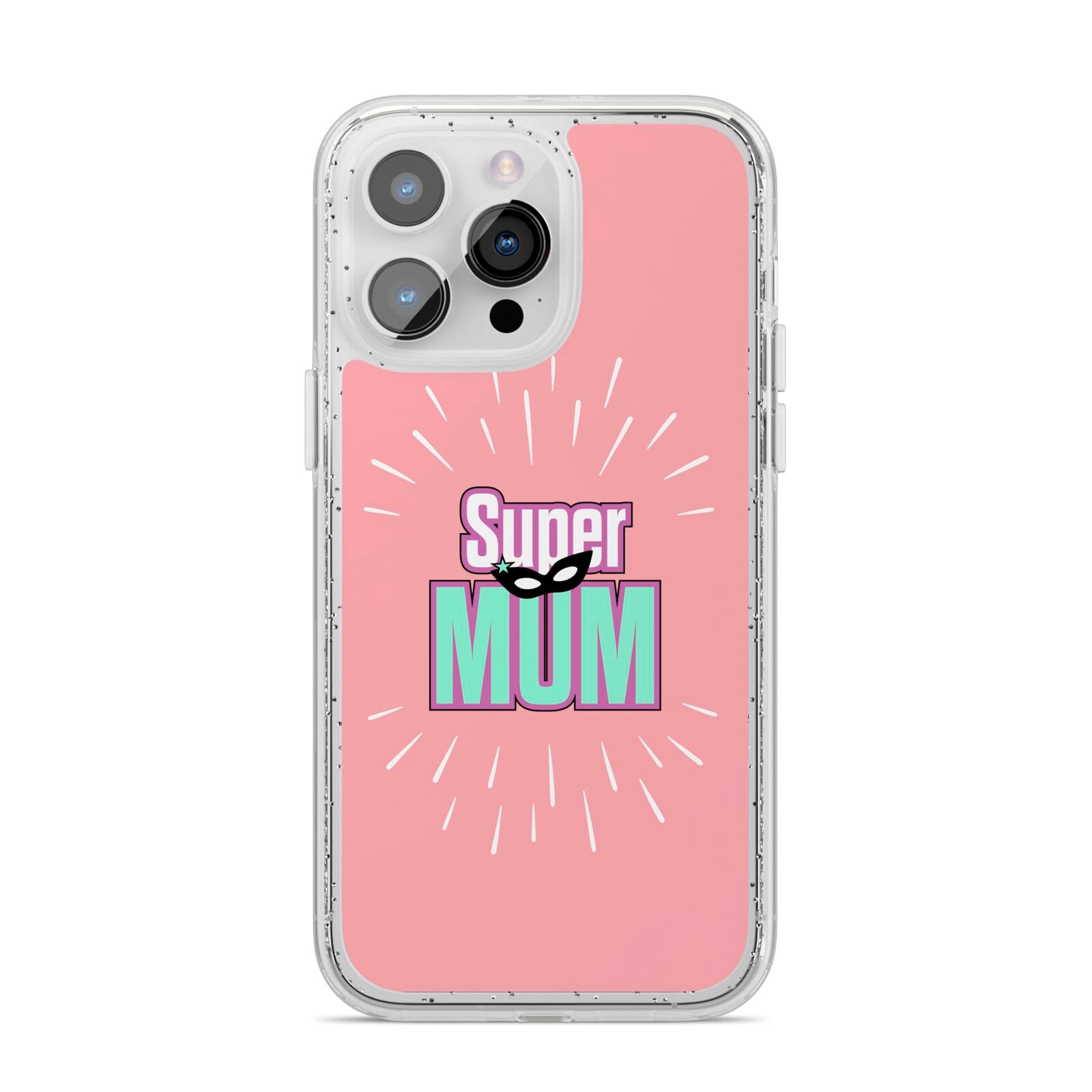 Super Mum Mothers Day iPhone 14 Pro Max Glitter Tough Case Silver