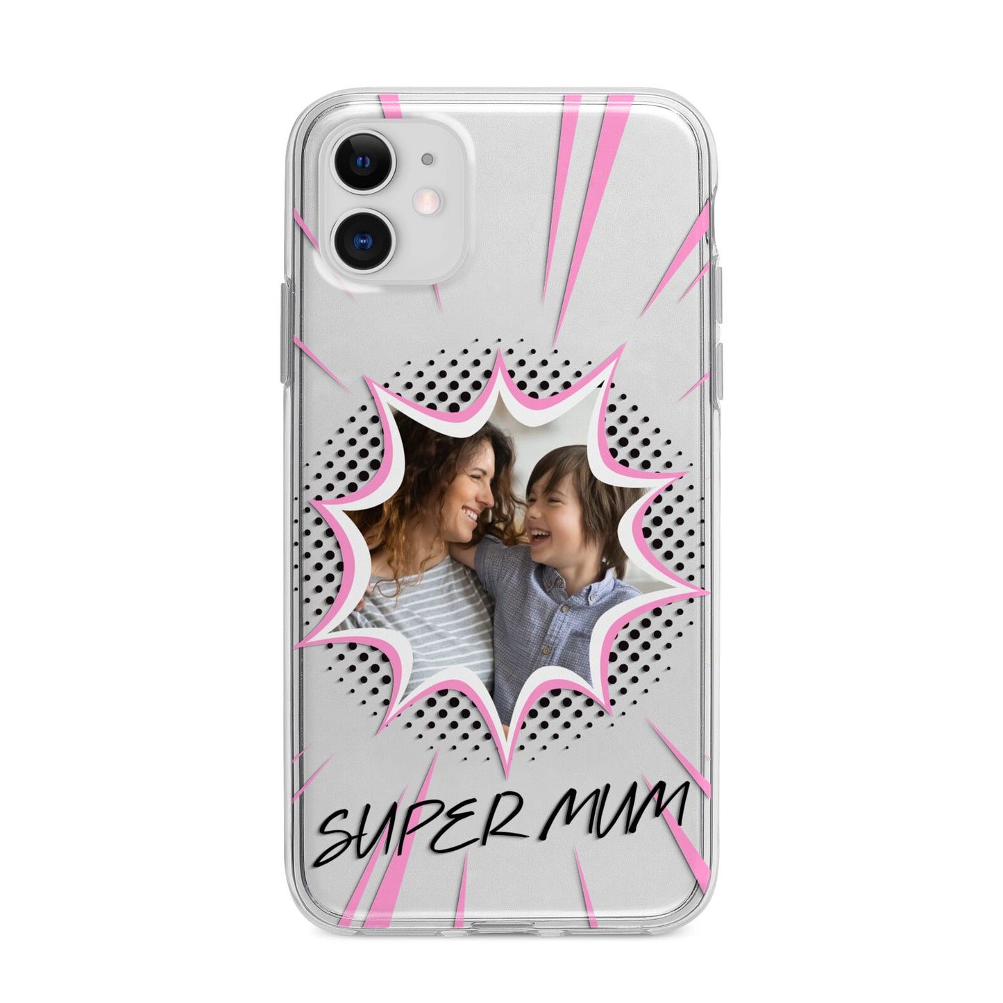 Super Mum Photo Apple iPhone 11 in White with Bumper Case