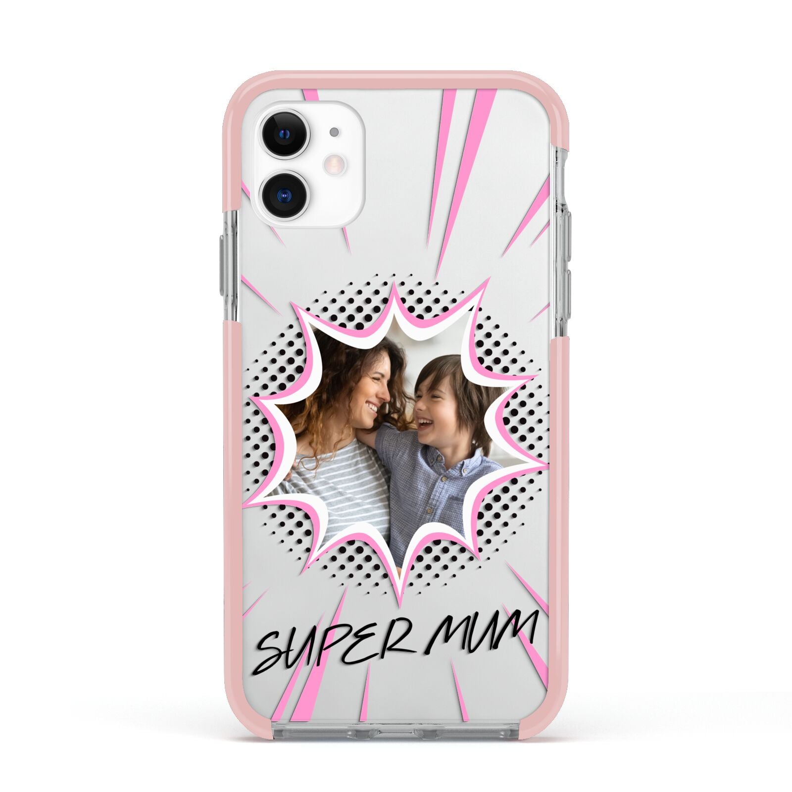 Super Mum Photo Apple iPhone 11 in White with Pink Impact Case