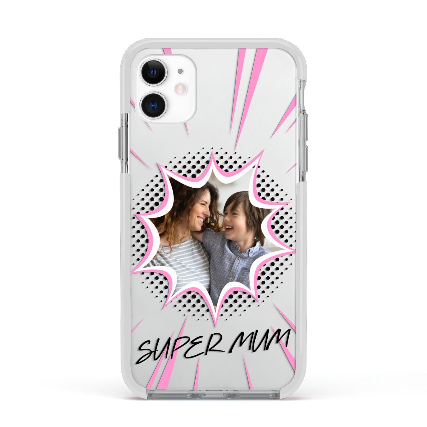 Super Mum Photo Apple iPhone 11 in White with White Impact Case