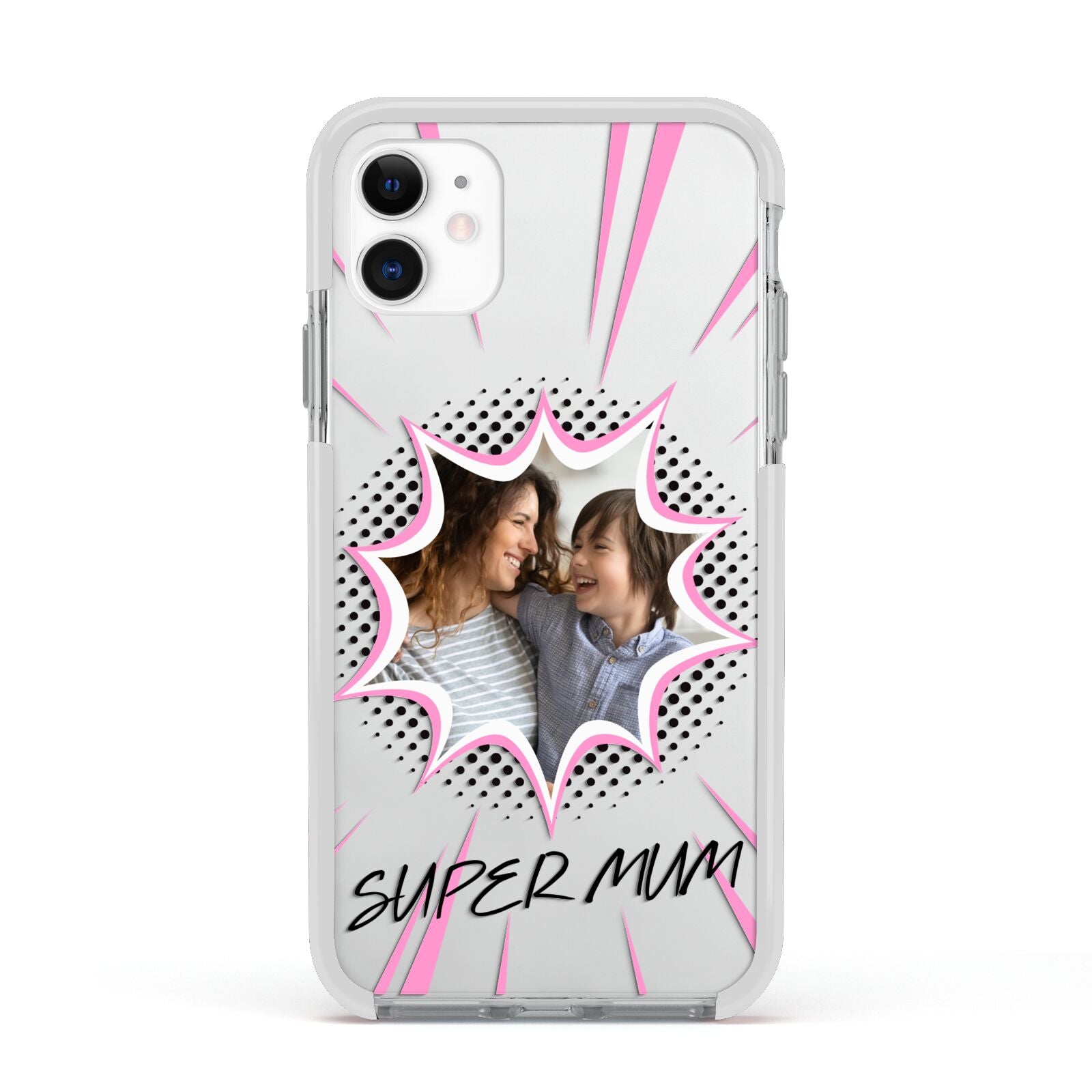 Super Mum Photo Apple iPhone 11 in White with White Impact Case