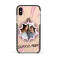 Super Mum Photo Apple iPhone Xs Impact Case Black Edge on Gold Phone