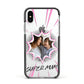 Super Mum Photo Apple iPhone Xs Impact Case Black Edge on Silver Phone