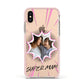 Super Mum Photo Apple iPhone Xs Impact Case Pink Edge on Gold Phone