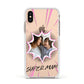 Super Mum Photo Apple iPhone Xs Impact Case White Edge on Gold Phone