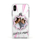 Super Mum Photo Apple iPhone Xs Impact Case White Edge on Silver Phone