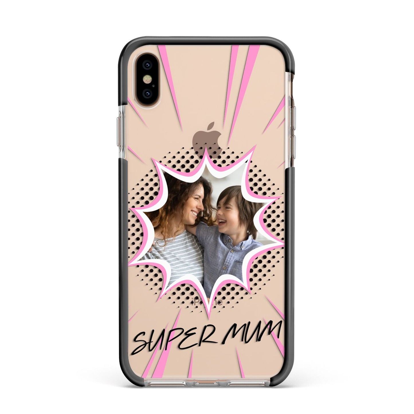 Super Mum Photo Apple iPhone Xs Max Impact Case Black Edge on Gold Phone