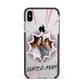 Super Mum Photo Apple iPhone Xs Max Impact Case Black Edge on Silver Phone
