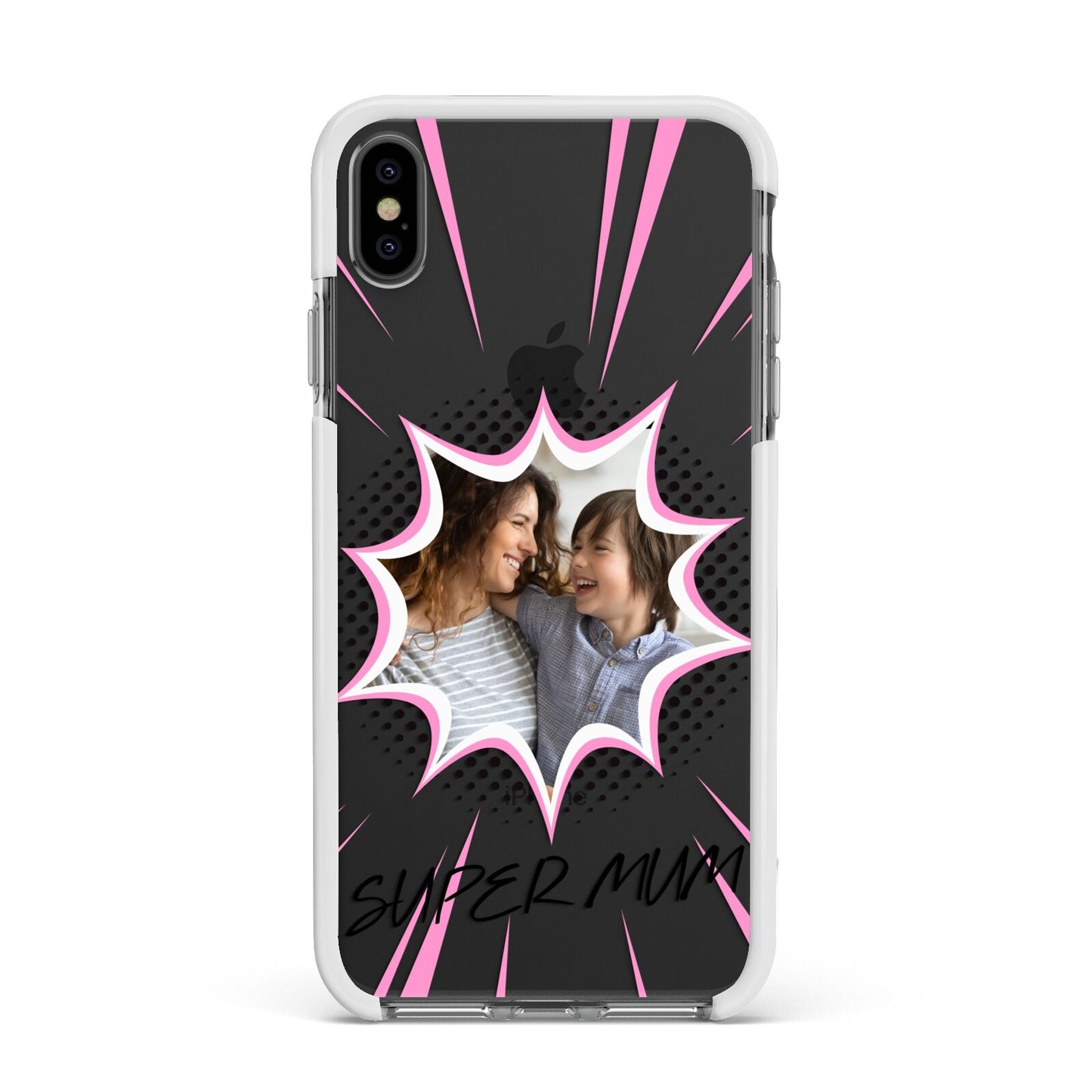 Super Mum Photo Apple iPhone Xs Max Impact Case White Edge on Black Phone
