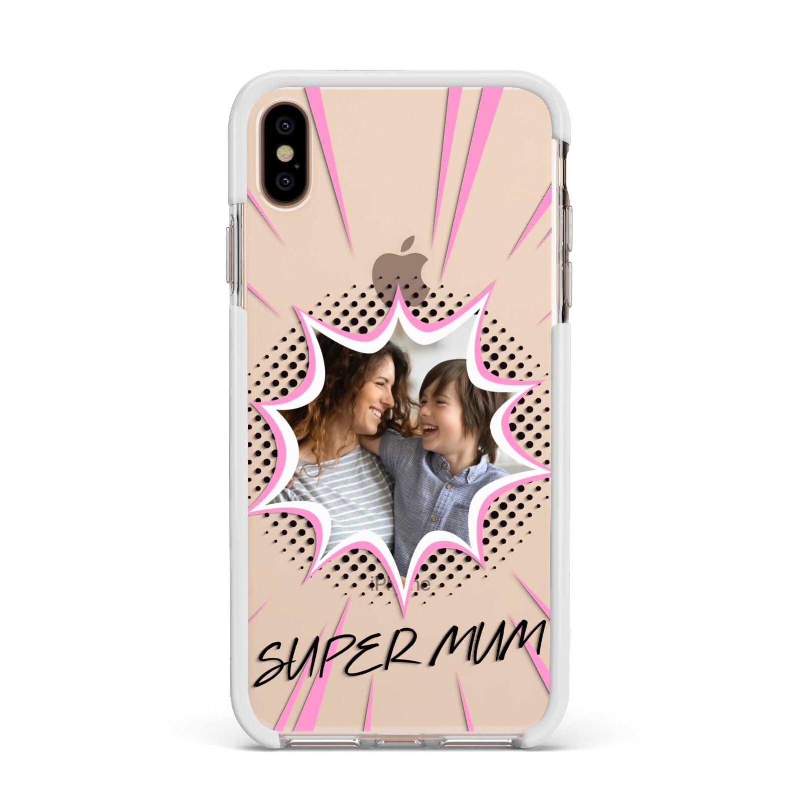 Super Mum Photo Apple iPhone Xs Max Impact Case White Edge on Gold Phone