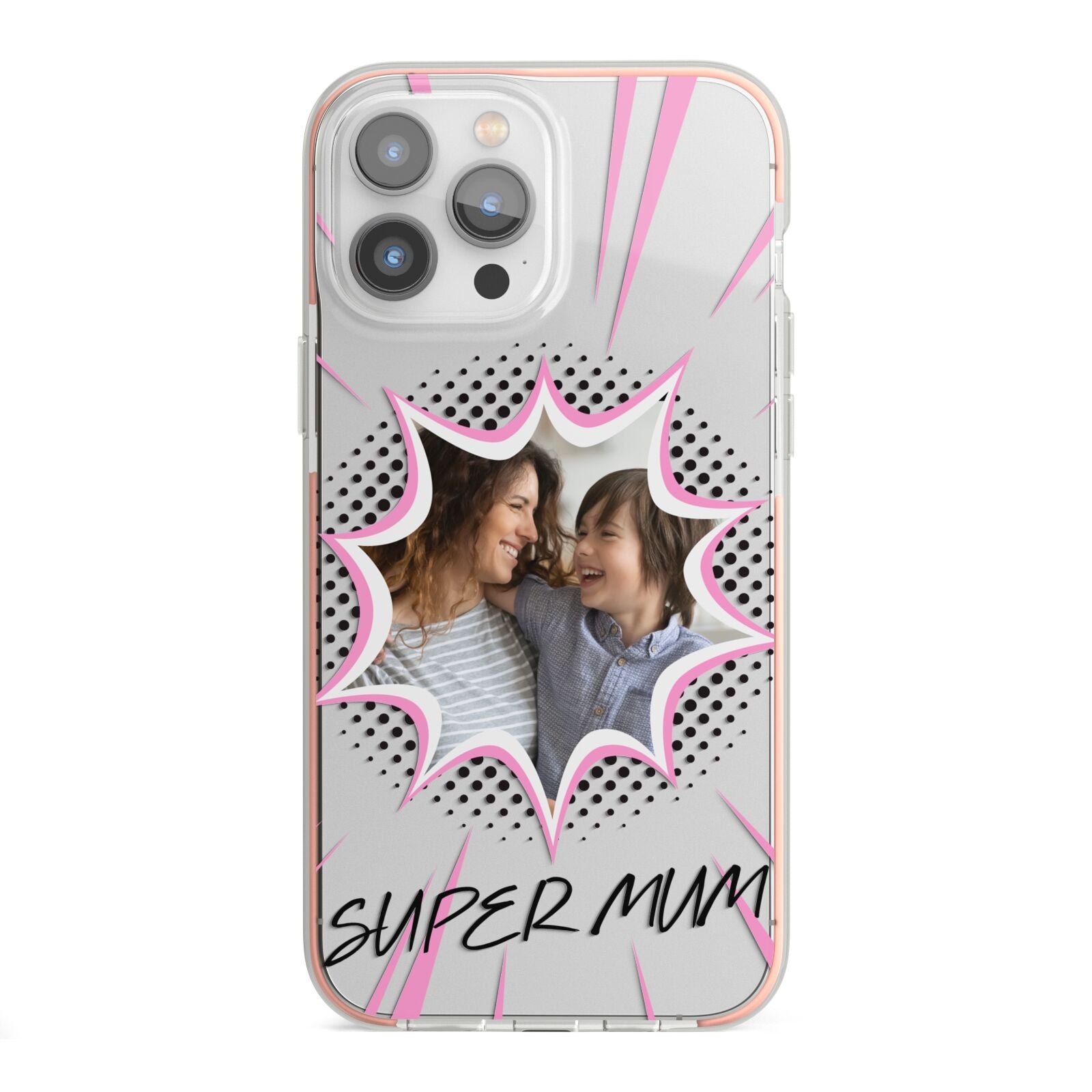 Super Mum Photo iPhone 13 Pro Max TPU Impact Case with Pink Edges