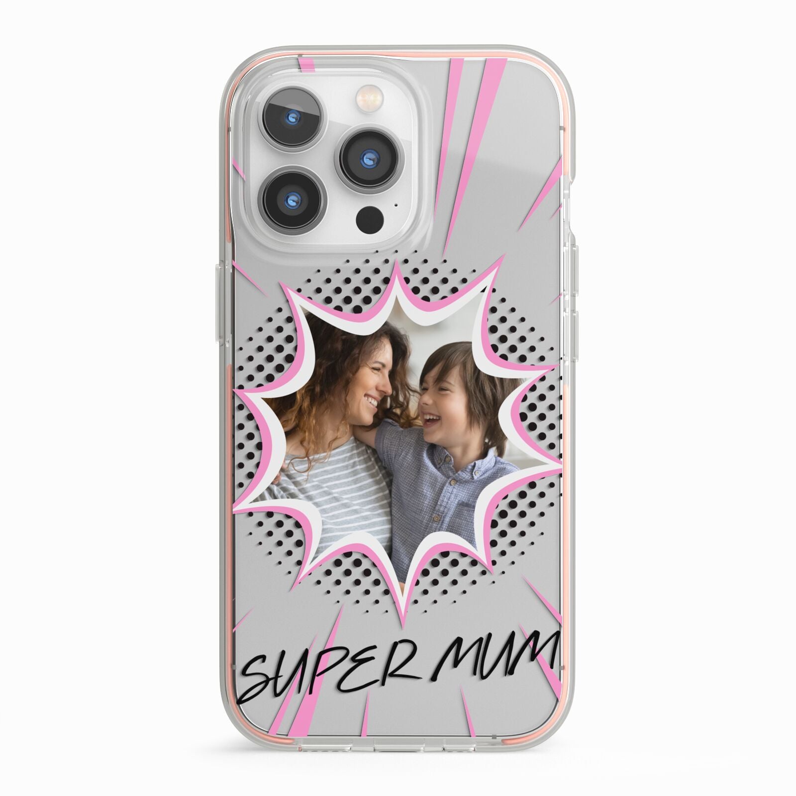 Super Mum Photo iPhone 13 Pro TPU Impact Case with Pink Edges