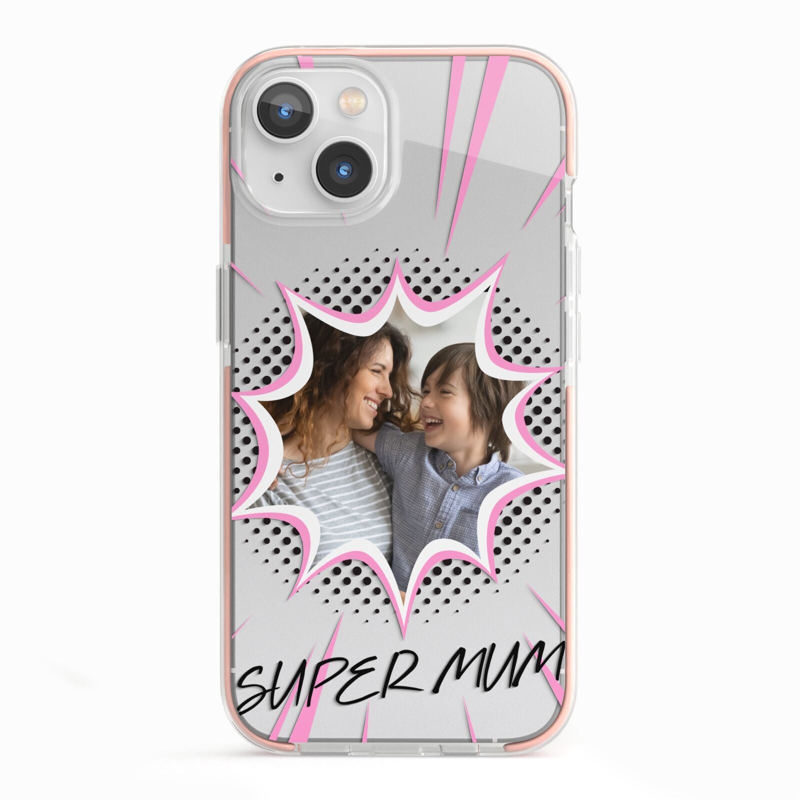 Super Mum Photo iPhone 13 TPU Impact Case with Pink Edges