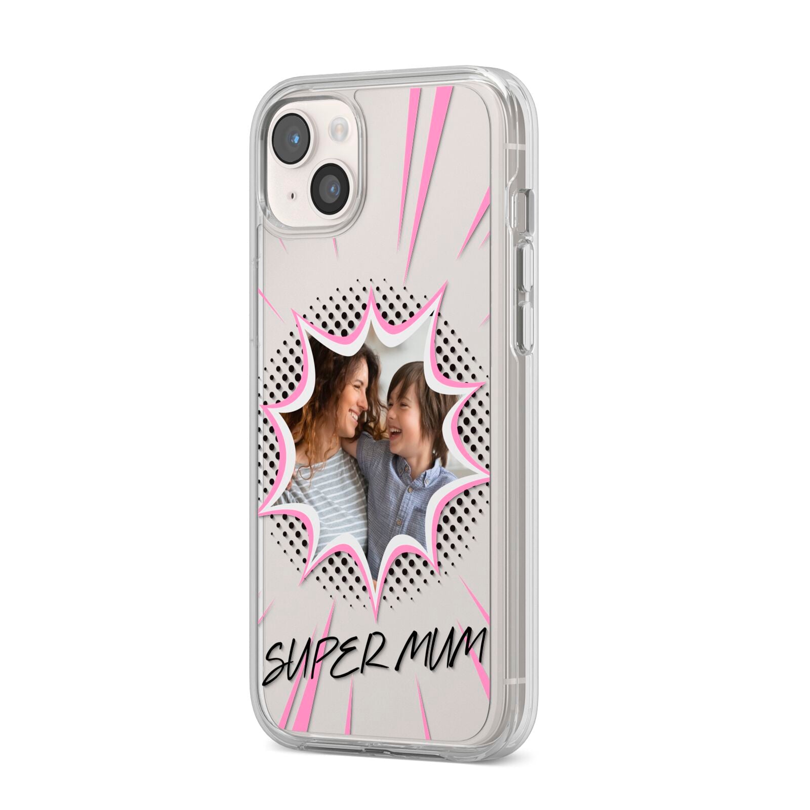 Super Mum Photo iPhone 14 Plus Clear Tough Case Starlight Angled Image