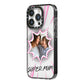 Super Mum Photo iPhone 14 Pro Black Impact Case Side Angle on Silver phone