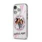 Super Mum Photo iPhone 14 Pro Clear Tough Case Silver Angled Image