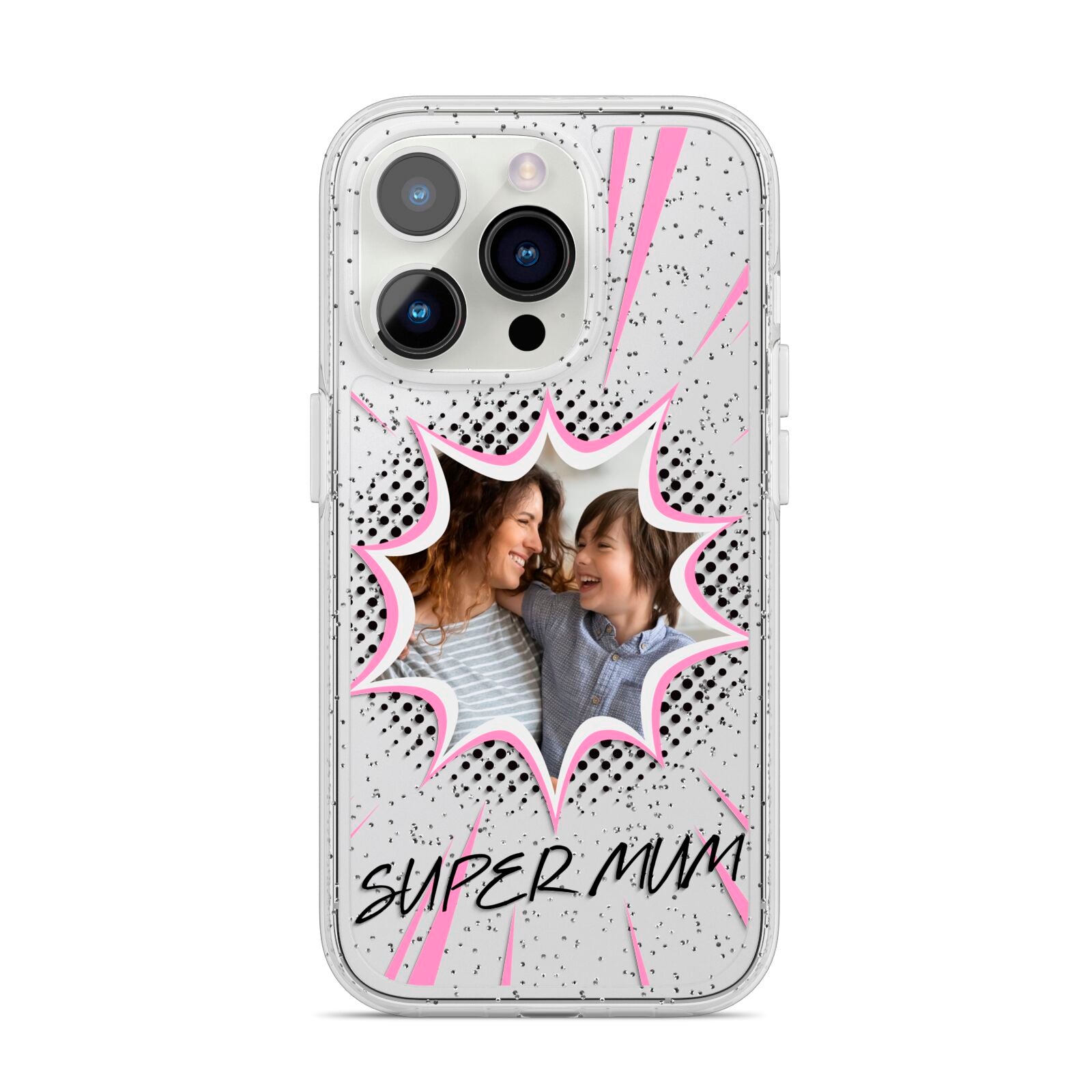 Super Mum Photo iPhone 14 Pro Glitter Tough Case Silver
