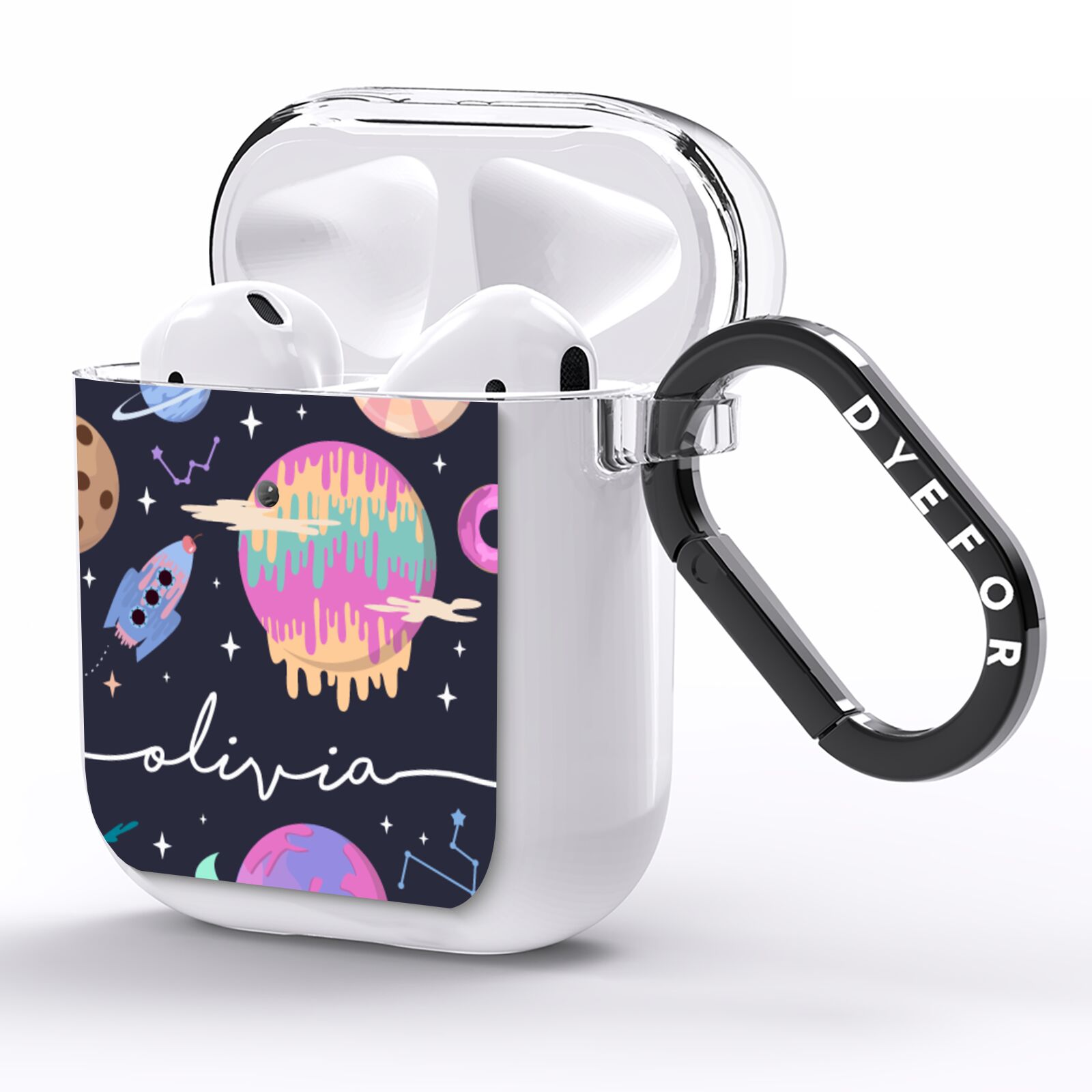 Super Sweet Galactic Custom Name AirPods Clear Case Side Image