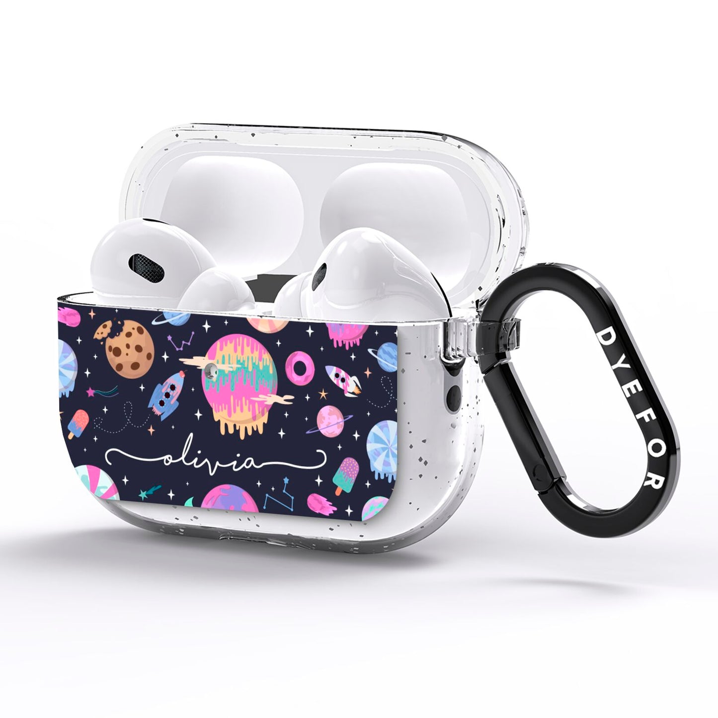 Super Sweet Galactic Custom Name AirPods Pro Glitter Case Side Image