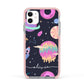 Super Sweet Galactic Custom Name Apple iPhone 11 in White with Pink Impact Case
