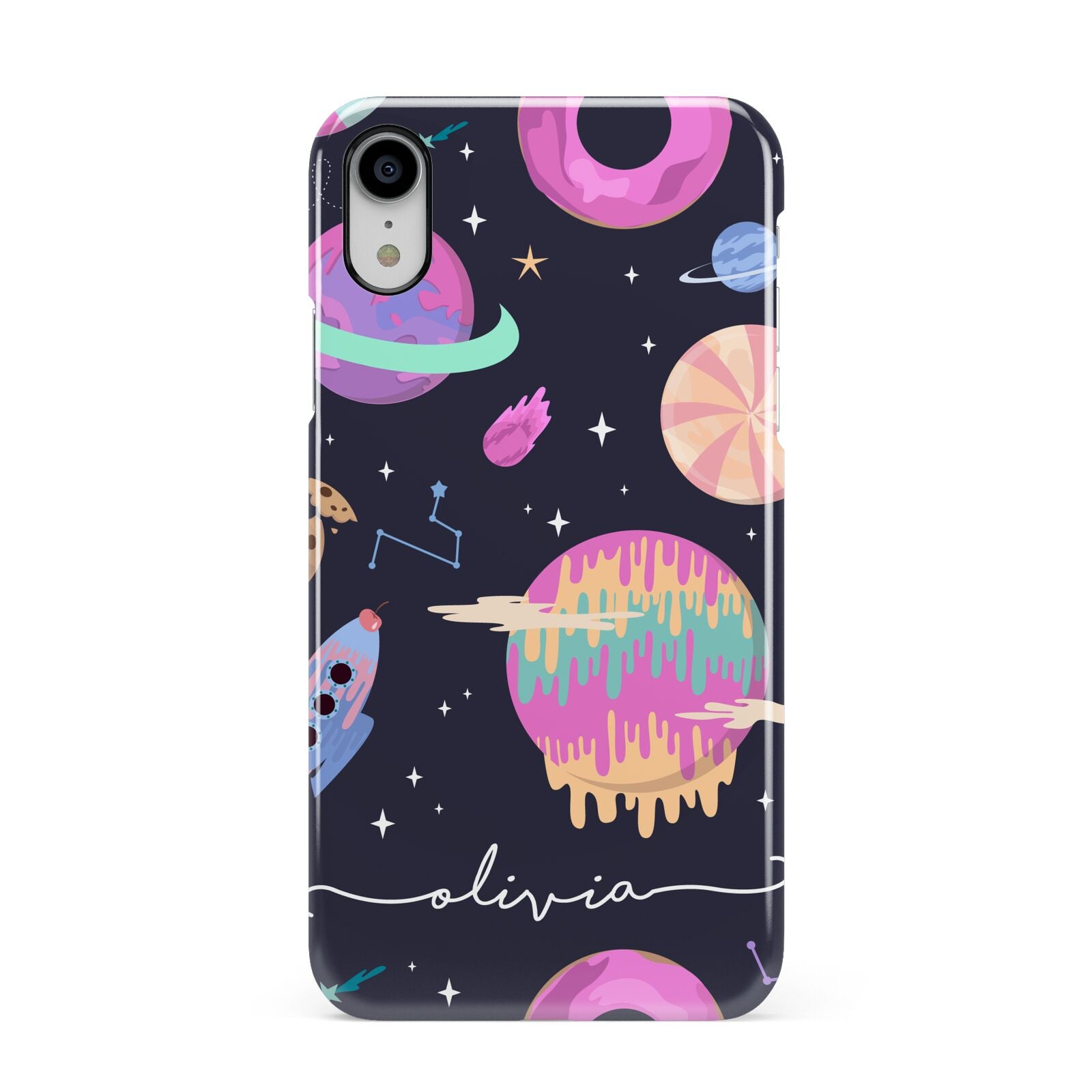 Super Sweet Galactic Custom Name Apple iPhone XR White 3D Snap Case