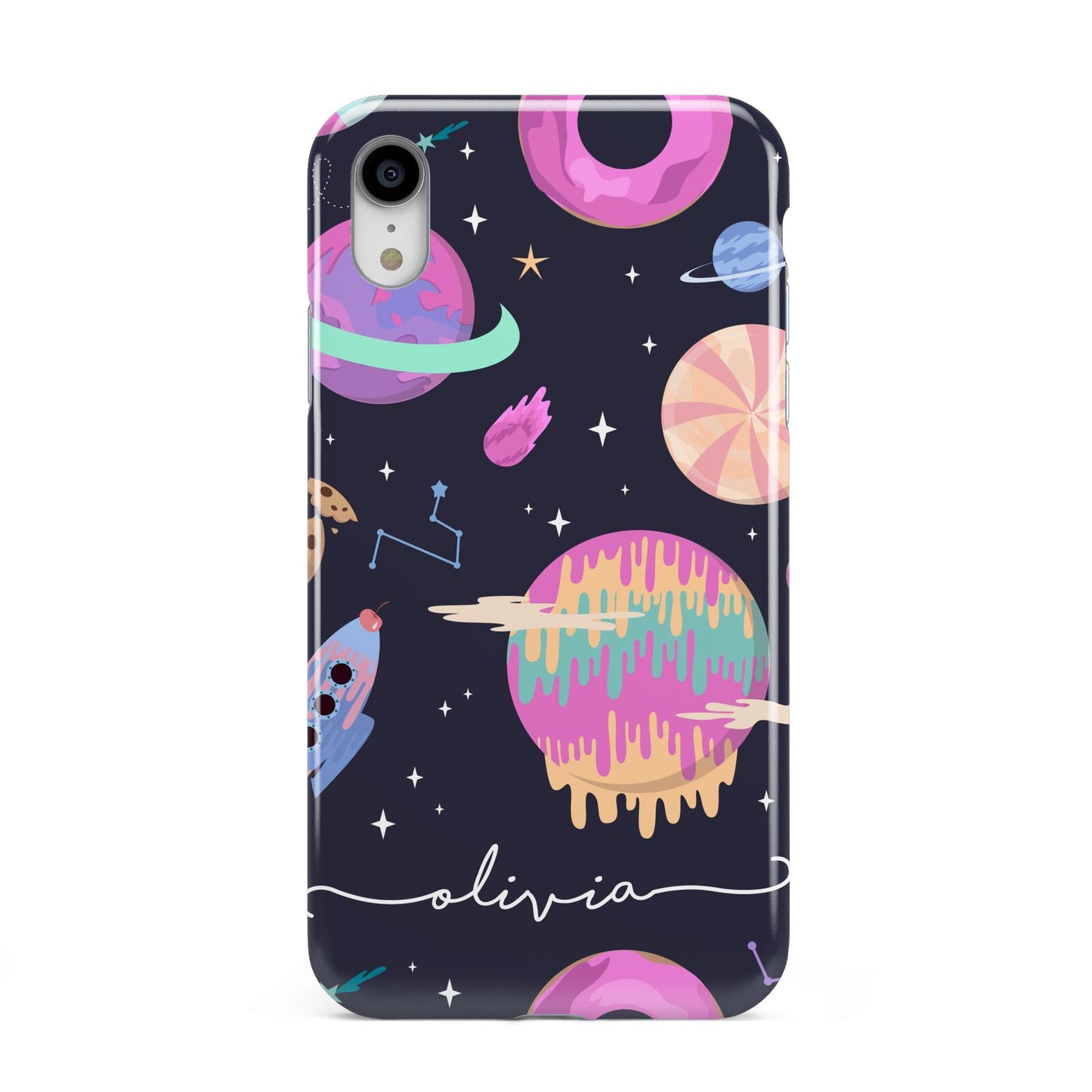 Super Sweet Galactic Custom Name Apple iPhone XR White 3D Tough Case