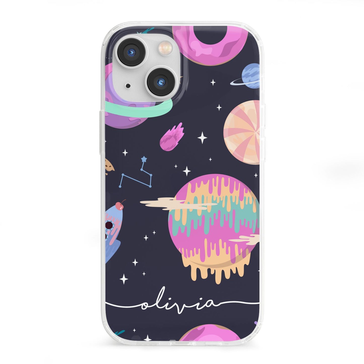 Super Sweet Galactic Custom Name iPhone 13 Mini Clear Bumper Case