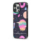 Super Sweet Galactic Custom Name iPhone 13 Pro Max Black Impact Case Side Angle on Silver phone