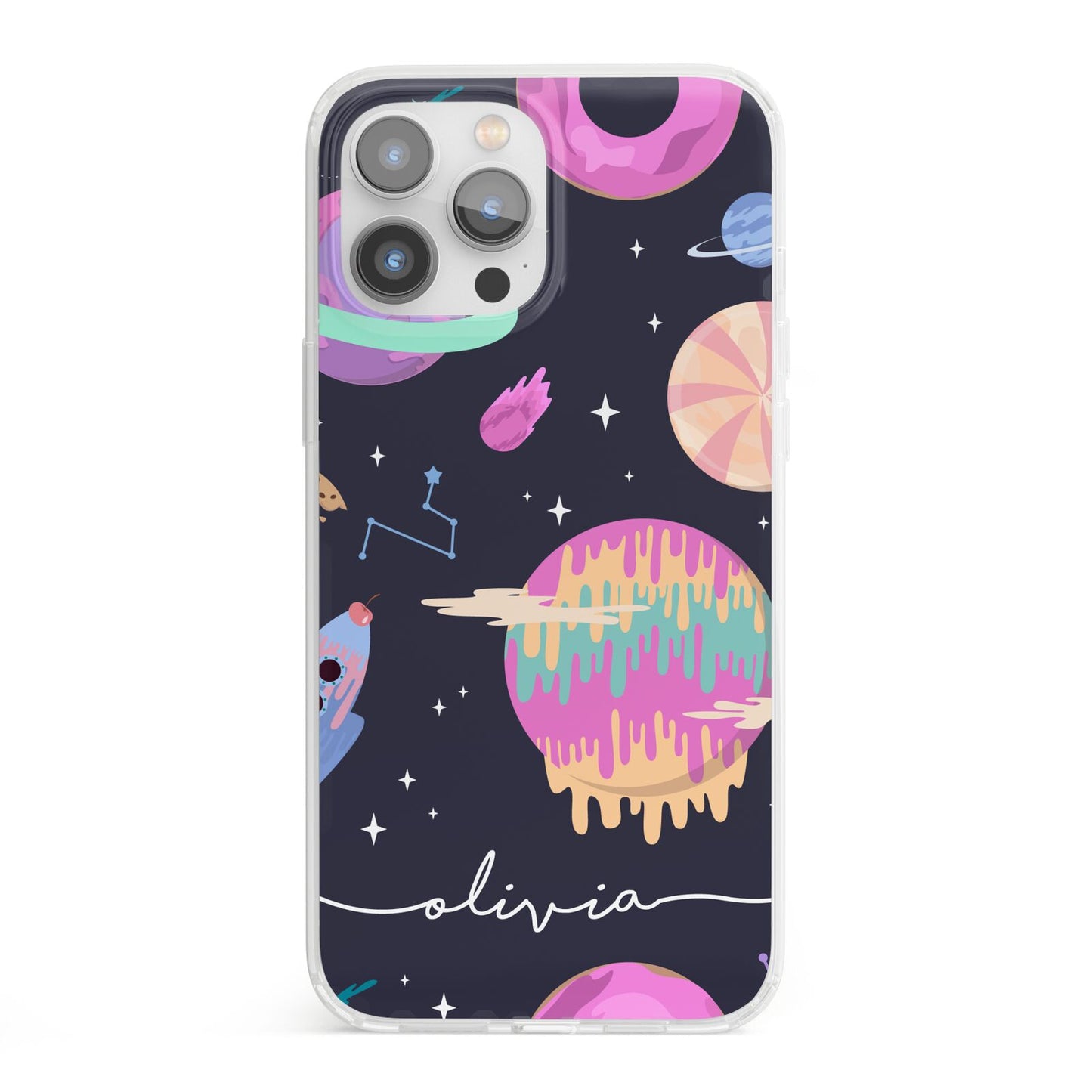 Super Sweet Galactic Custom Name iPhone 13 Pro Max Clear Bumper Case