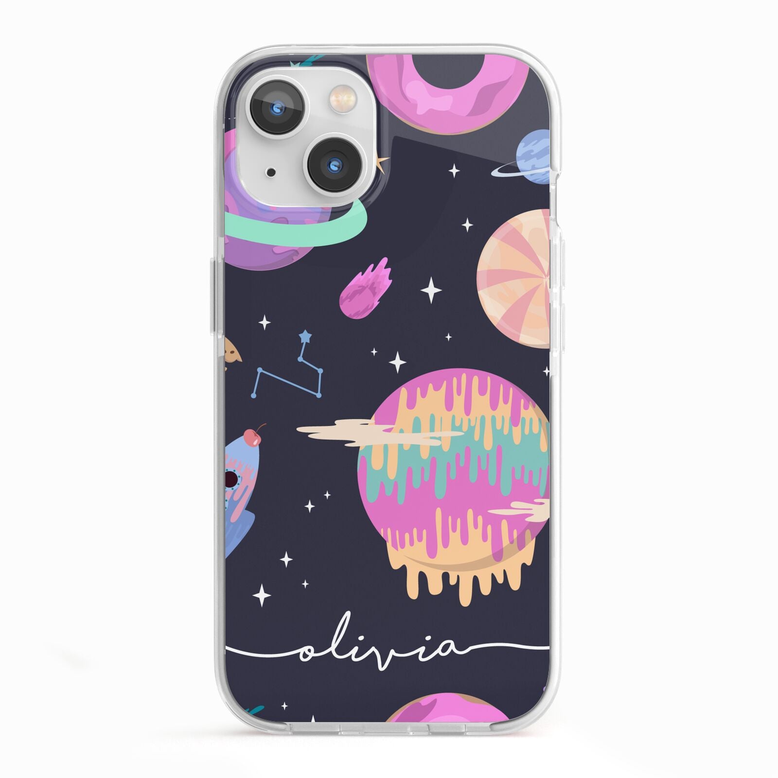 Super Sweet Galactic Custom Name iPhone 13 TPU Impact Case with White Edges