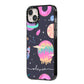 Super Sweet Galactic Custom Name iPhone 14 Plus Black Impact Case Side Angle on Silver phone