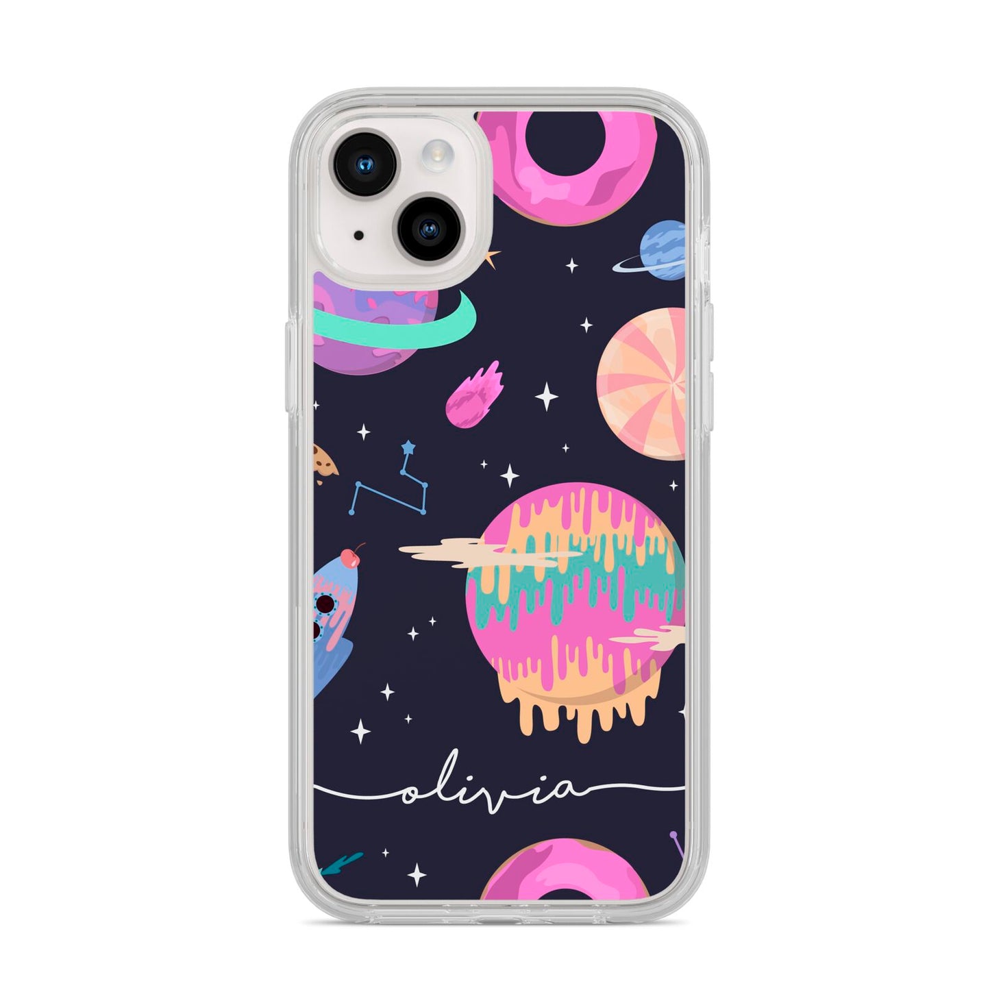Super Sweet Galactic Custom Name iPhone 14 Plus Clear Tough Case Starlight