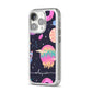 Super Sweet Galactic Custom Name iPhone 14 Pro Clear Tough Case Silver Angled Image