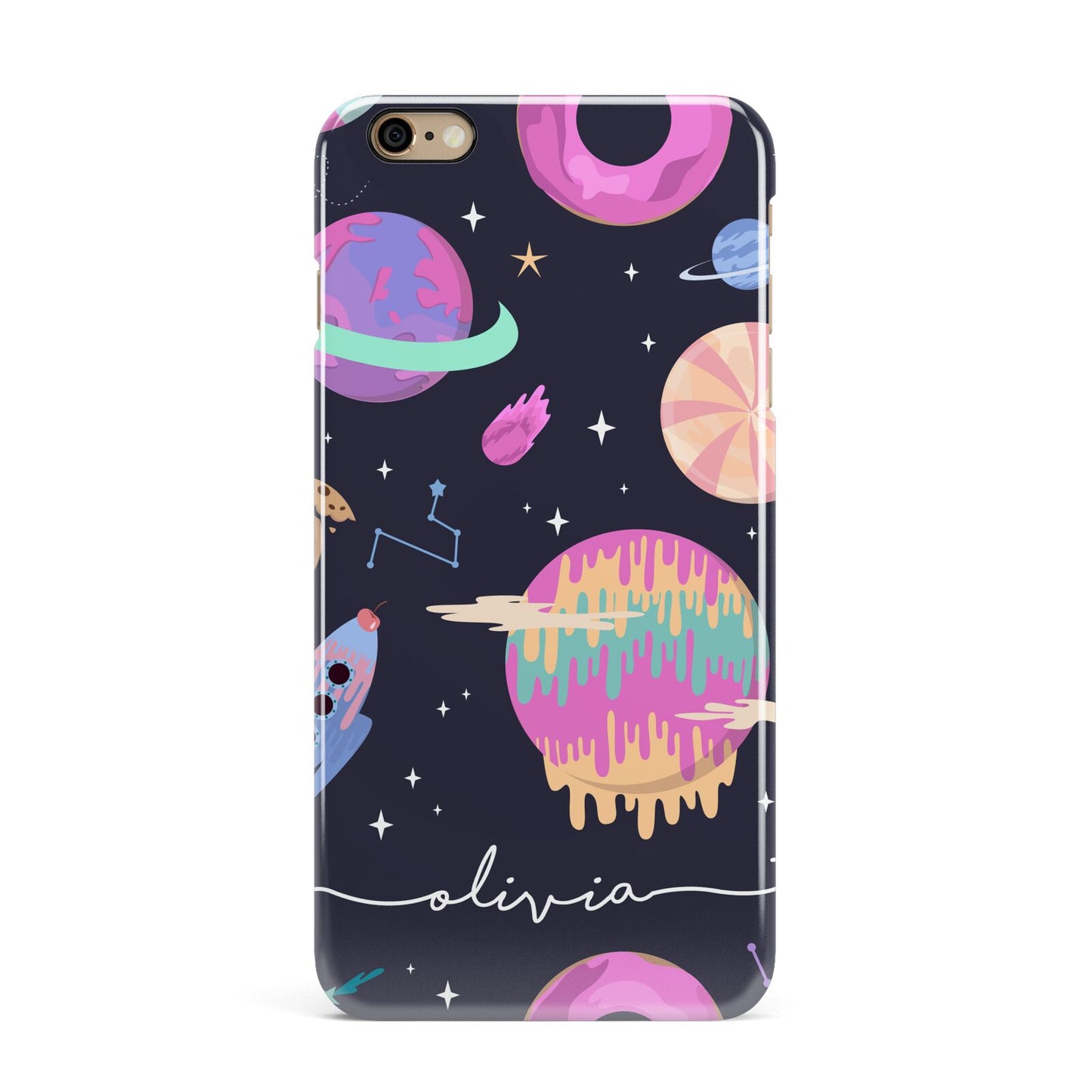 Super Sweet Galactic Custom Name iPhone 6 Plus 3D Snap Case on Gold Phone