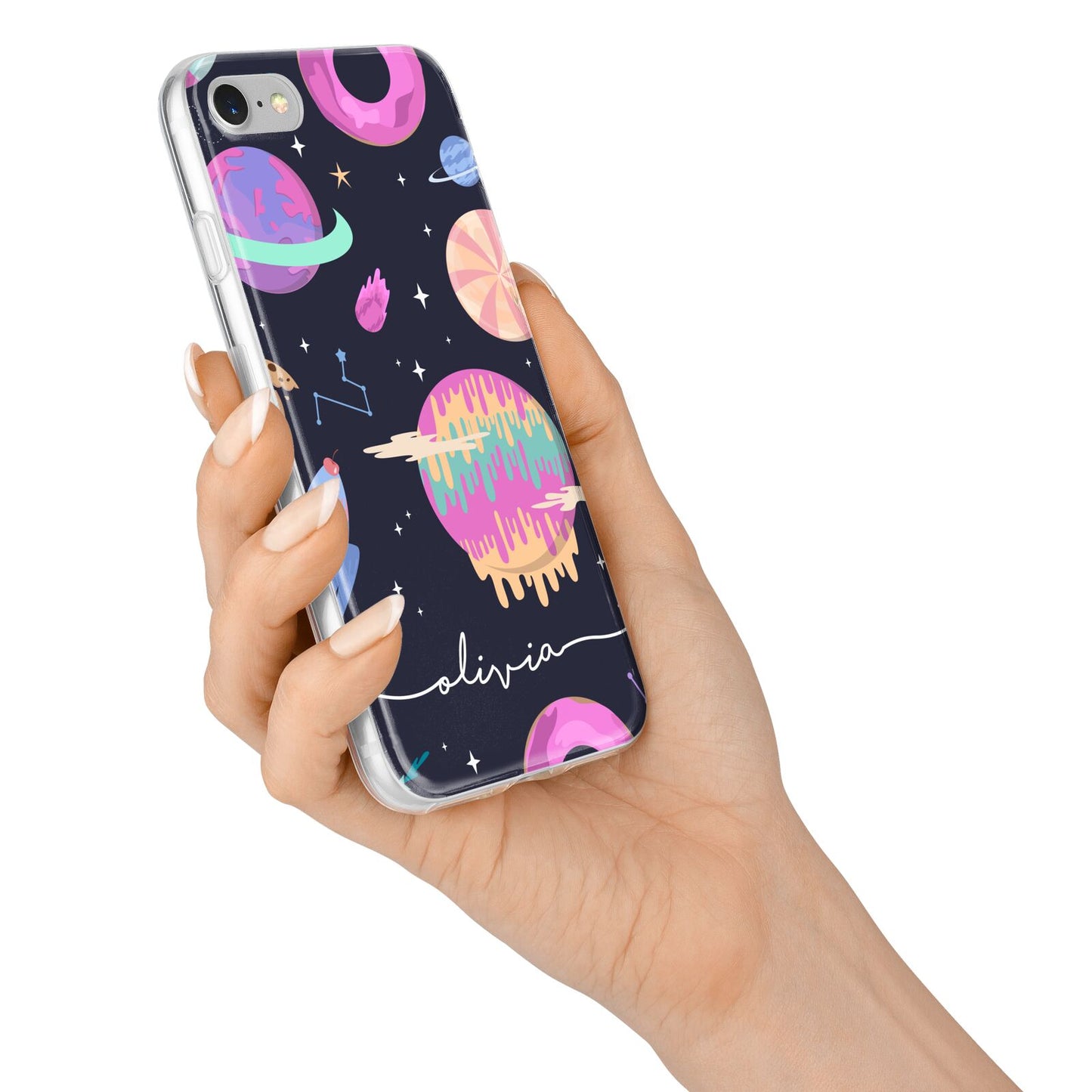 Super Sweet Galactic Custom Name iPhone 7 Bumper Case on Silver iPhone Alternative Image