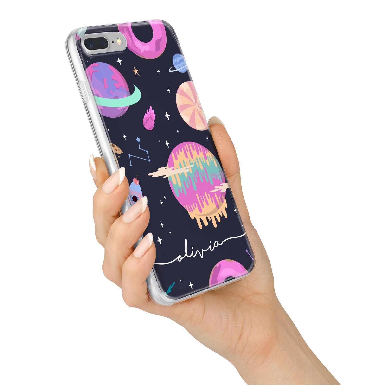 Super Sweet Galactic Custom Name iPhone 7 Plus Bumper Case on Silver iPhone Alternative Image