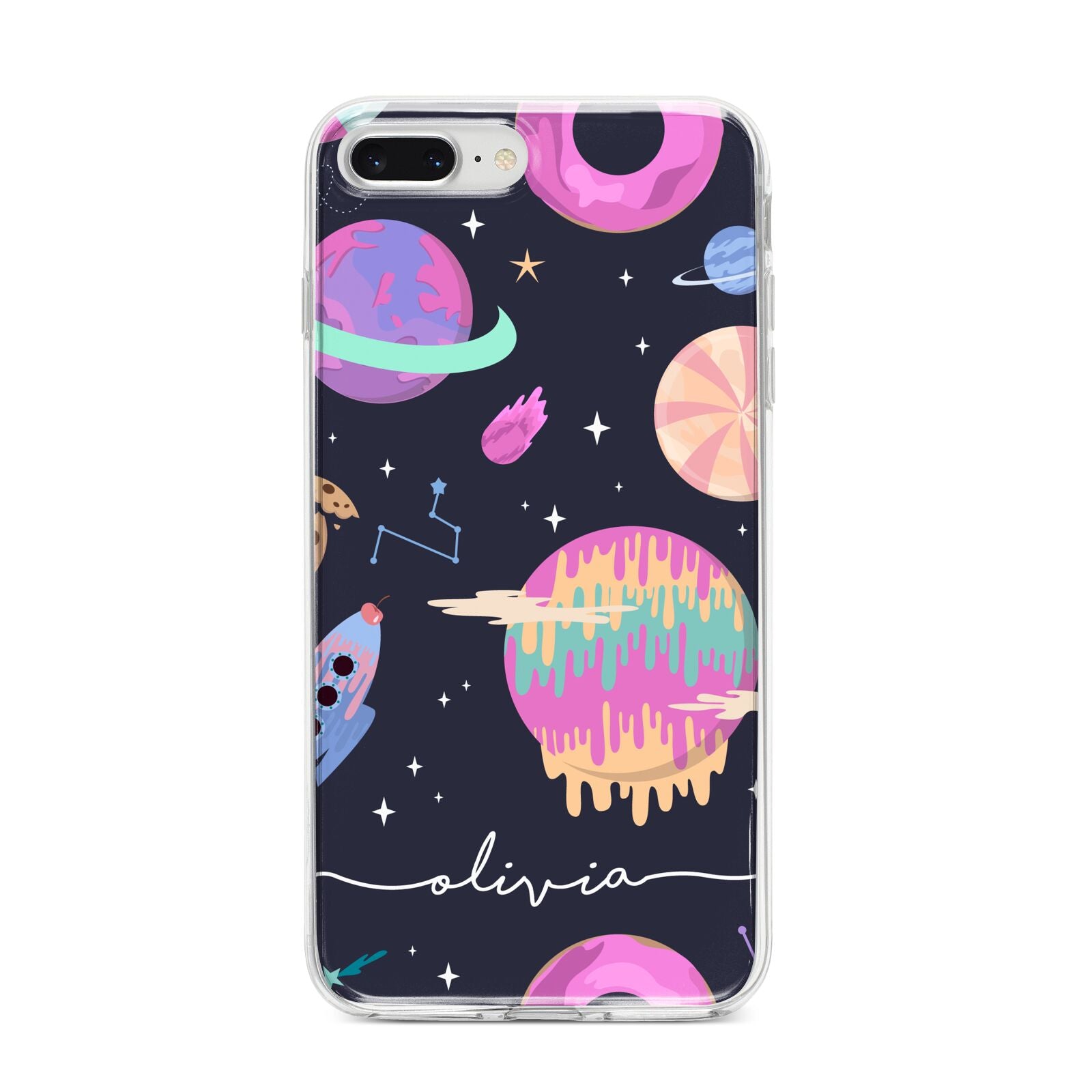 Super Sweet Galactic Custom Name iPhone 8 Plus Bumper Case on Silver iPhone