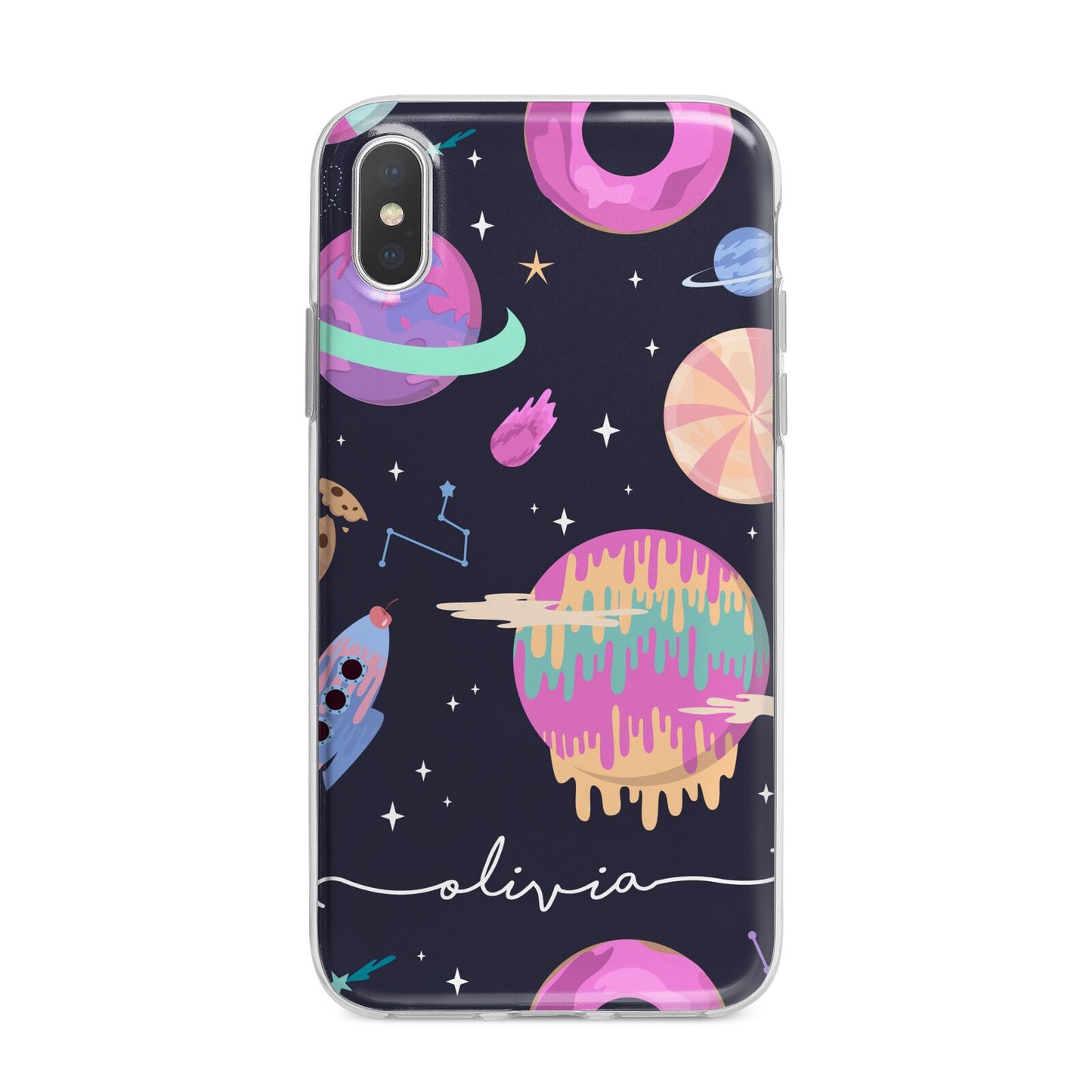 Super Sweet Galactic Custom Name iPhone X Bumper Case on Silver iPhone Alternative Image 1
