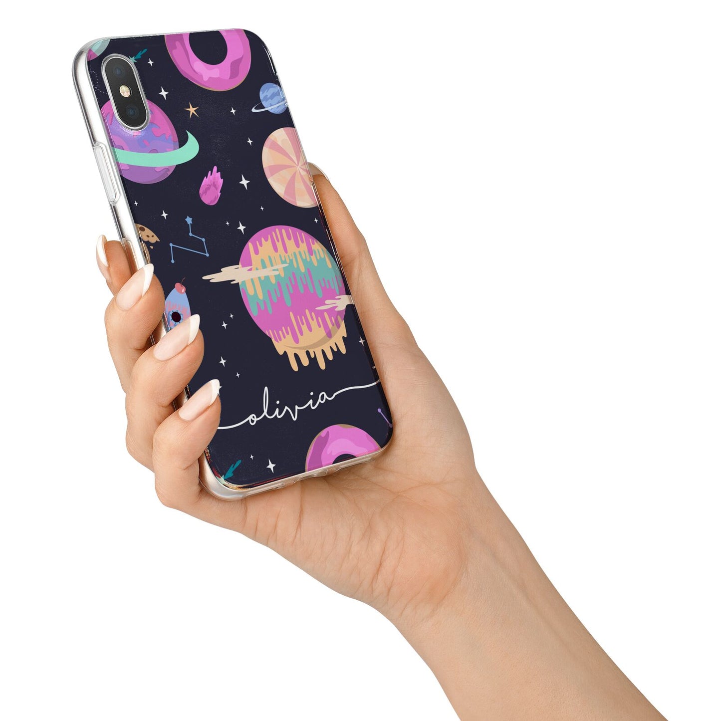 Super Sweet Galactic Custom Name iPhone X Bumper Case on Silver iPhone Alternative Image 2
