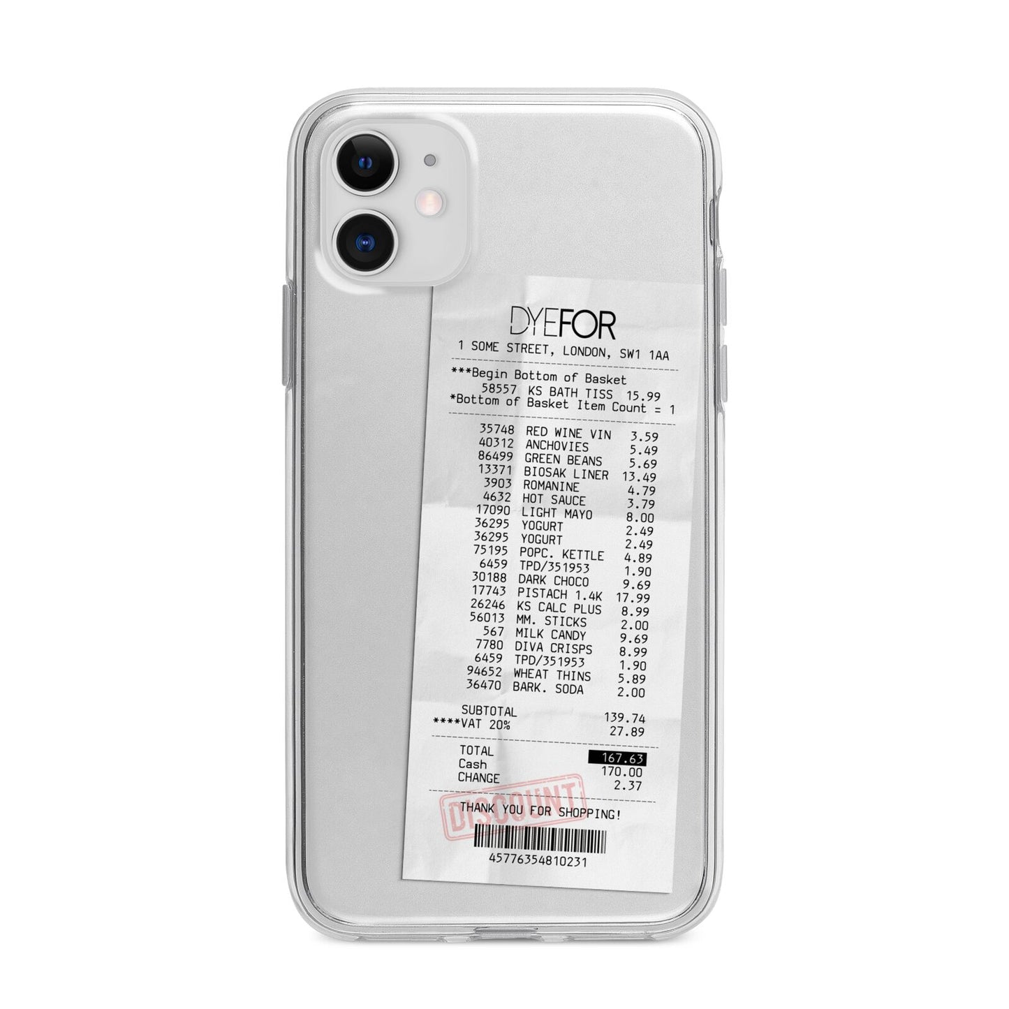 Supermarket Receipt Apple iPhone 11 in White with Bumper Case