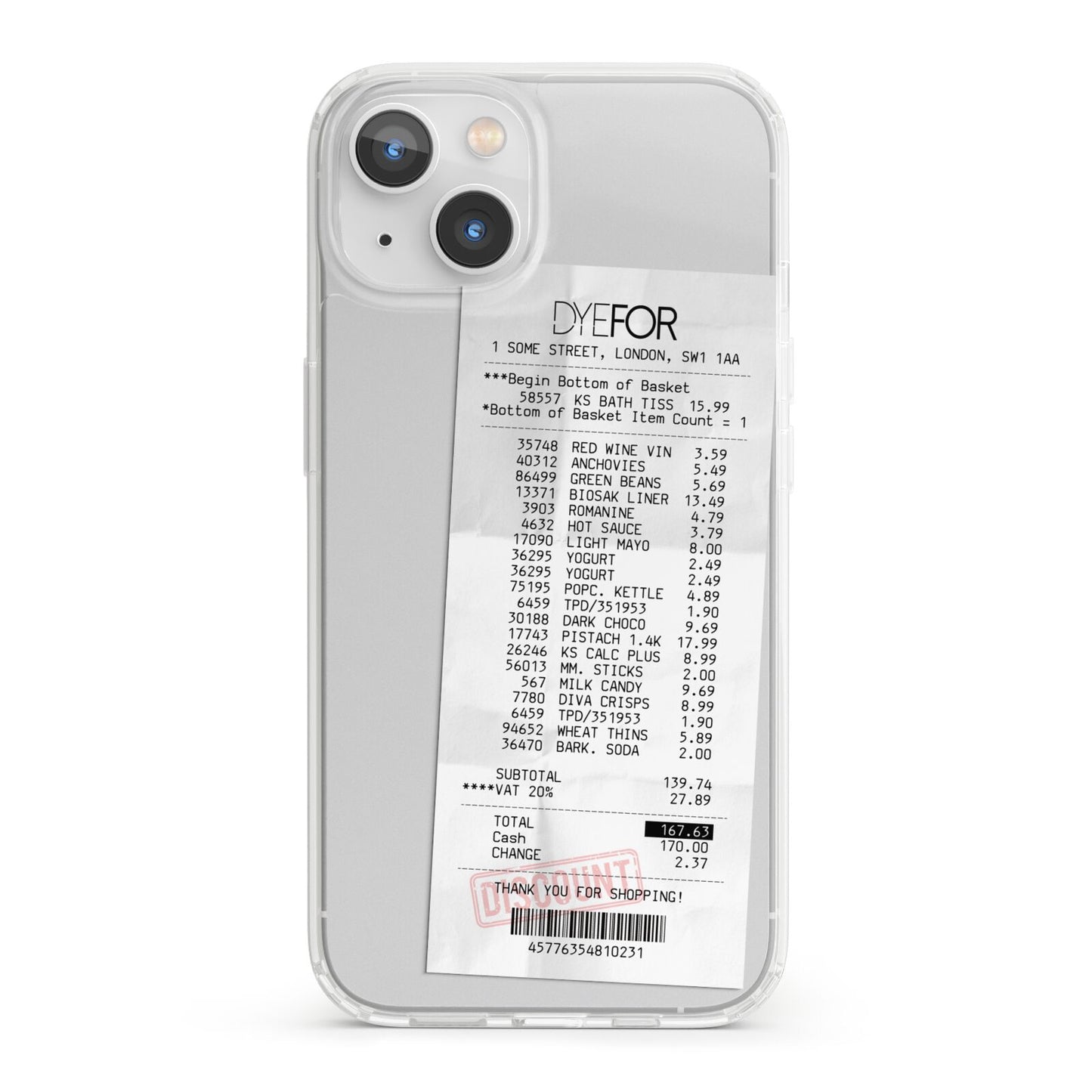 Supermarket Receipt iPhone 13 Clear Bumper Case