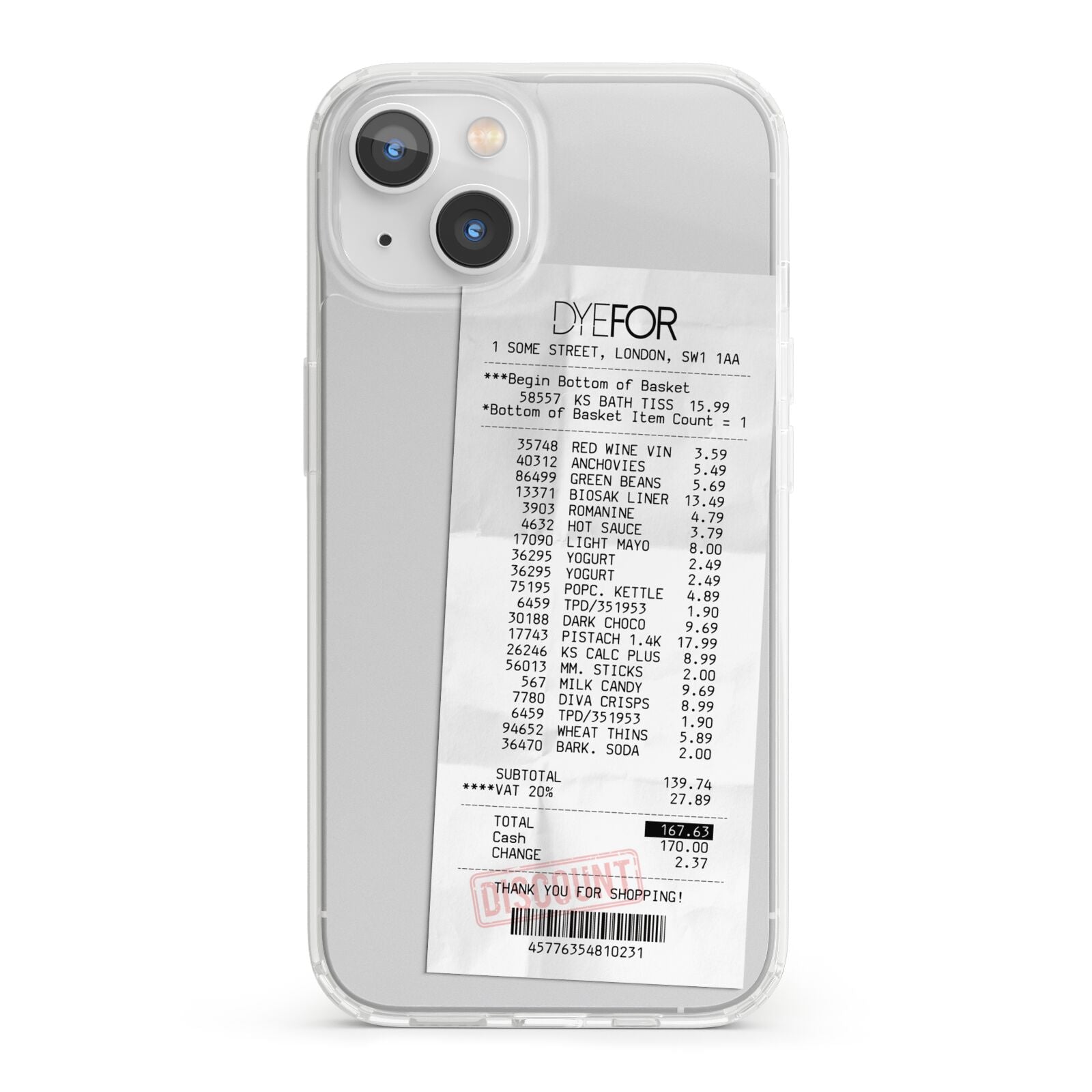 Supermarket Receipt iPhone 13 Clear Bumper Case