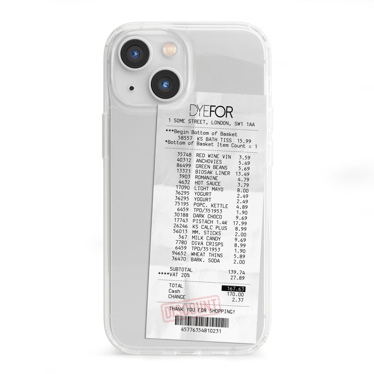 Supermarket Receipt iPhone 13 Mini Clear Bumper Case