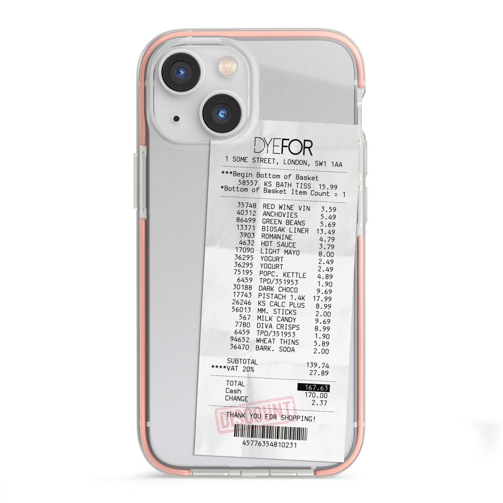 Supermarket Receipt iPhone 13 Mini TPU Impact Case with Pink Edges