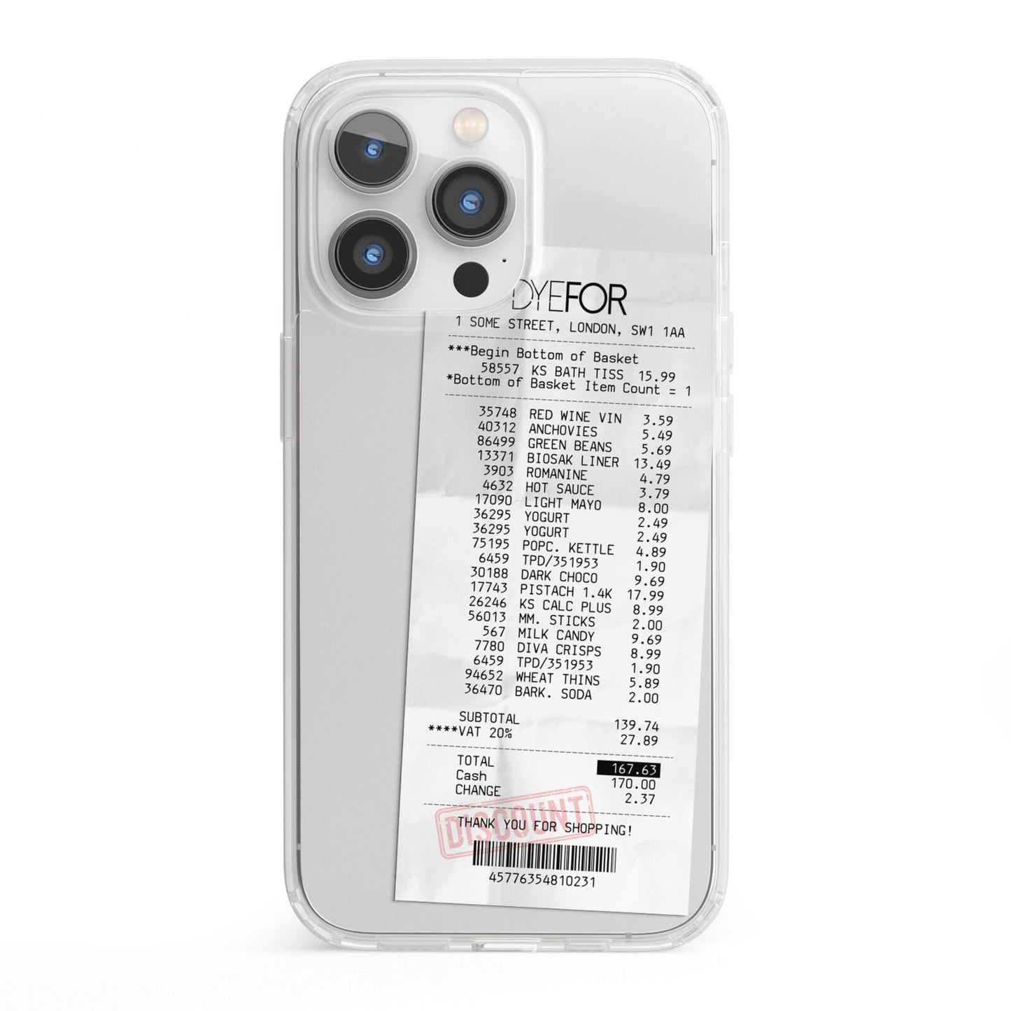 Supermarket Receipt iPhone 13 Pro Clear Bumper Case