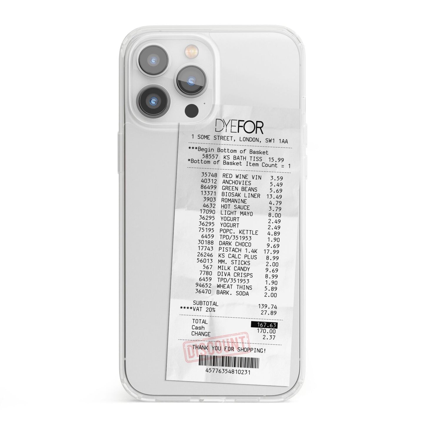 Supermarket Receipt iPhone 13 Pro Max Clear Bumper Case