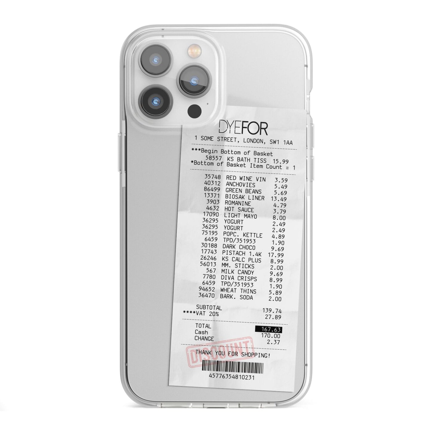 Supermarket Receipt iPhone 13 Pro Max TPU Impact Case with White Edges