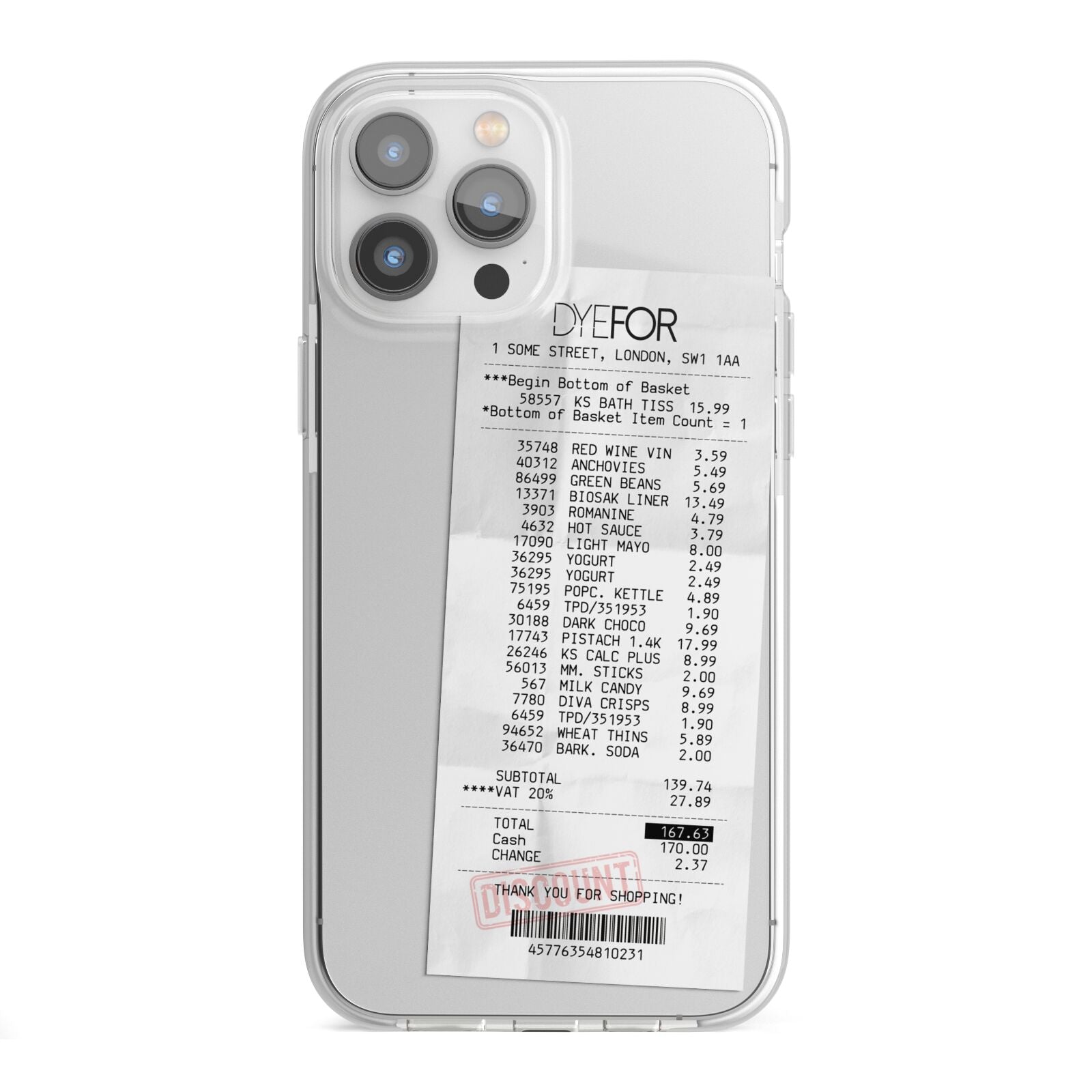 Supermarket Receipt iPhone 13 Pro Max TPU Impact Case with White Edges