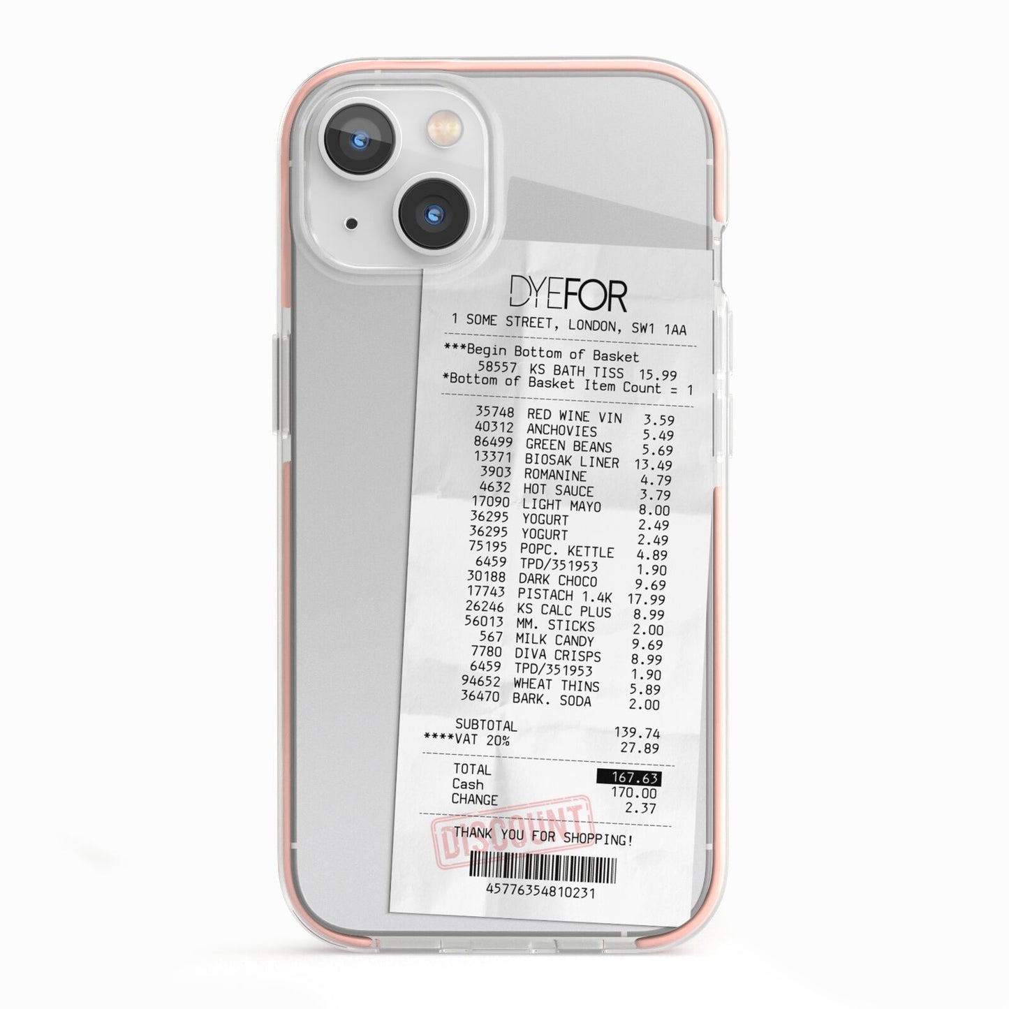 Supermarket Receipt iPhone 13 TPU Impact Case with Pink Edges