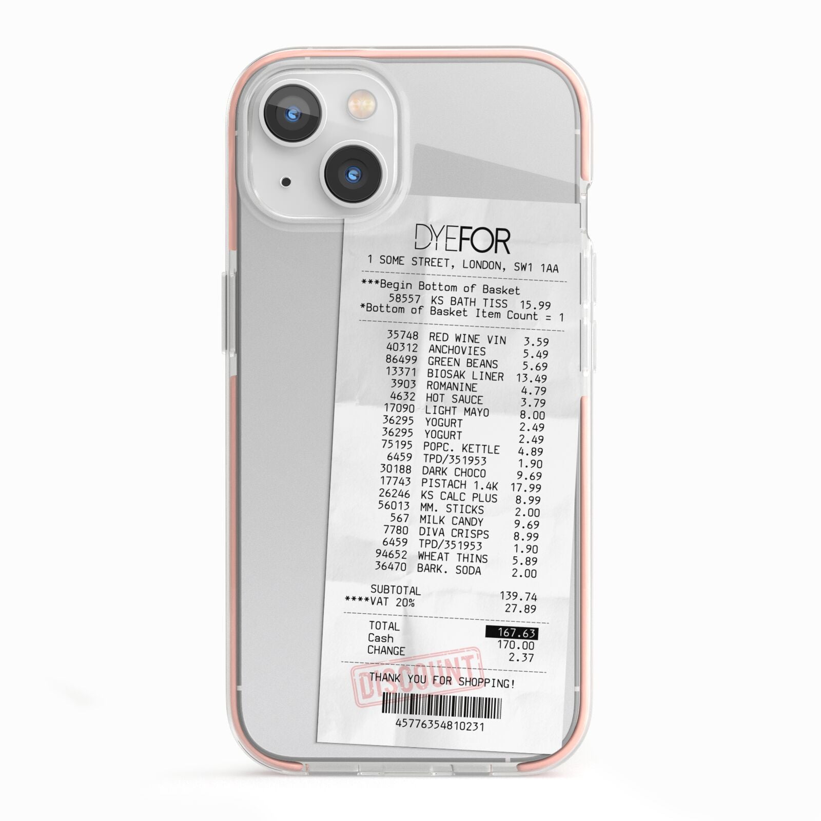 Supermarket Receipt iPhone 13 TPU Impact Case with Pink Edges
